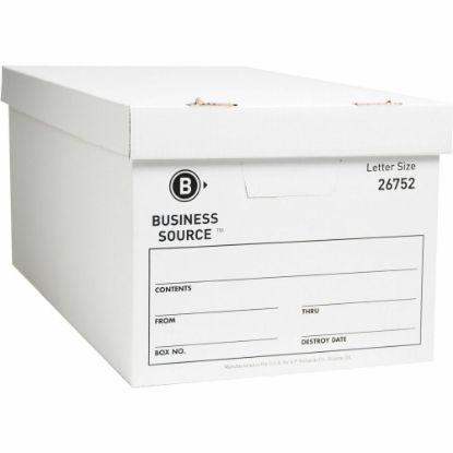 Picture of Business Source Light-Duty Storage Boxes With Lift-Off Lids, Letter Size, 12in x 24in x 10in, White, Box Of 12