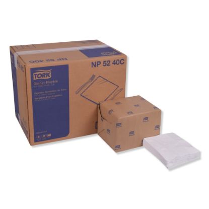 Picture of Tork Advanced 2-Ply Dinner Napkins, 15in x 16-1/4in, White, 375 Per Pack, Carton Of 8 Packs