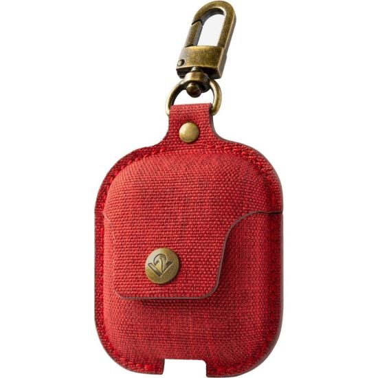 Picture of Twelve South AirSnap Carrying Case Apple AirPods - Scarlet - Dirt Resistant, Scratch Resistant, Nick Resistant - Woven Body - Swivel Clip - 2.9in Height x 2.1in Width x 1in Depth