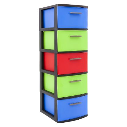 Picture of Inval By MQ Resin Storage Cabinet, 5 Drawers, 39inH x 13inW x 15inD, Black/Multicolor