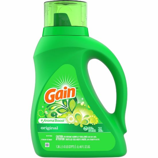 Picture of Gain Detergent With Aroma Boost - 46 fl oz (1.4 quart) - Original Scent - 1 Bottle - Green