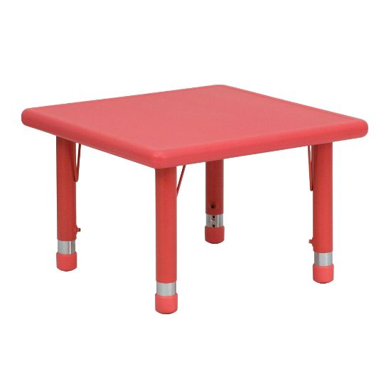 Picture of Flash Furniture 24in Square Plastic Height-Adjustable Activity Table, Red