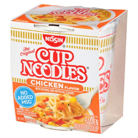 Picture of Nissin Chicken Flavor Ramen Noodle Soup Cups, 2.25 Oz, Pack Of 24 Cups