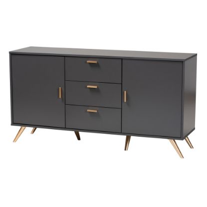 Picture of Baxton Studio Kelson 59inW 2-Door Sideboard Buffet, Dark Gray/Gold