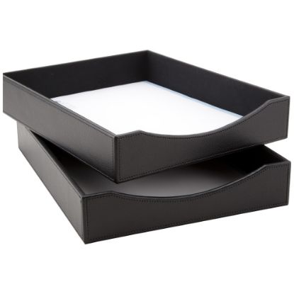 Picture of Realspace Black Faux Leather Paper Tray, Letter Size