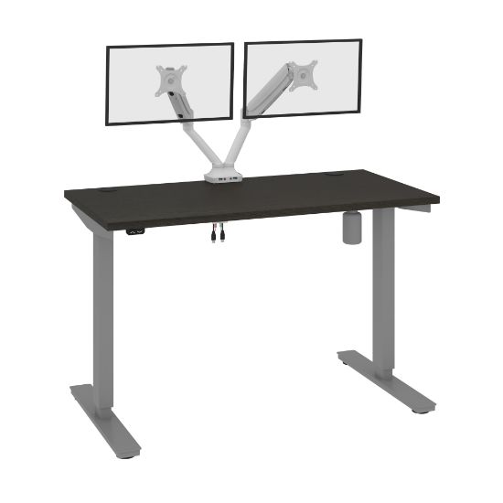 Picture of Bestar Upstand Electric 48inW Standing Desk With Dual Monitor Arm, Deep Gray