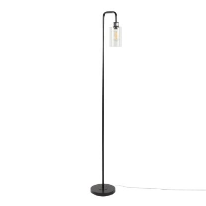 Picture of LumiSource Puck Glass Floor Lamp, 64inH, Clear/Matte Black