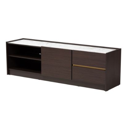 Picture of Baxton Studio Walker TV Stand For 63in TVs, Dark Brown/Marble/Gold