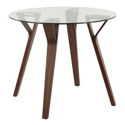 Picture of LumiSource Folia Round Glass Dinette Table, 30inH x 35-1/4inW x 35-1/4inD, Clear/Walnut