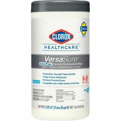 Picture of Clorox Healthcare VersaSure Cleaner Disinfectant Wipes - Wipe - 6.75in Width x 8in Length - 85 / Canister - 450 / Pallet - White