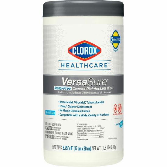 Picture of Clorox Healthcare VersaSure Cleaner Disinfectant Wipes - Wipe - 6.75in Width x 8in Length - 85 / Canister - 450 / Pallet - White