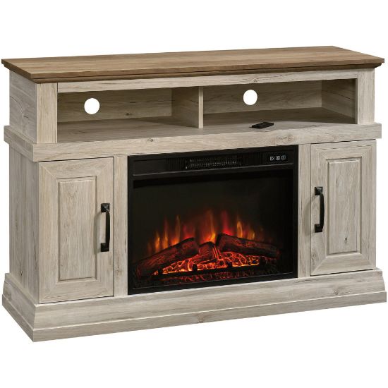 Picture of Sauder Select Media Center Fireplace For 50in TVs, Chalked Oak/Cottage Pine