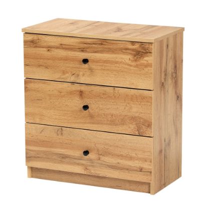 Picture of Baxton Studio Decon 3-Drawer Storage Chest, 25-5/8inH x 23-5/8inW x 12-5/8inD, Oak Brown