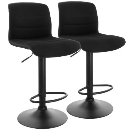 Picture of Elama Adjustable Fabric Bar Stools, Charcoal/Black, Set Of 2 Stools