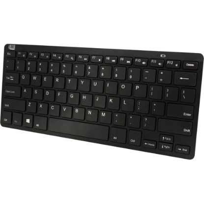 Picture of Adesso Bluetooth Wireless SlimTouch Mini Keyboard - Wireless Connectivity - Bluetooth - 30 ft - USB Interface - 78 Key - English (US) - QWERTY Layout - iPad - Windows - Scissors Keyswitch - AAA Battery Size Supported - Black