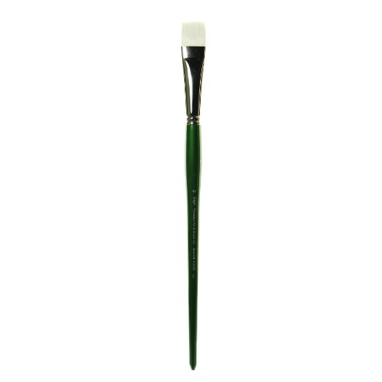 Picture of Princeton Oil And Acrylic Paint Brush 6100, Size 12, Bright Bristle, Synthetic, Green