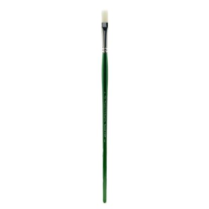 Picture of Princeton Oil And Acrylic Paint Brush 6100, Size 6, Flat Bristle, Syntheitc, Green