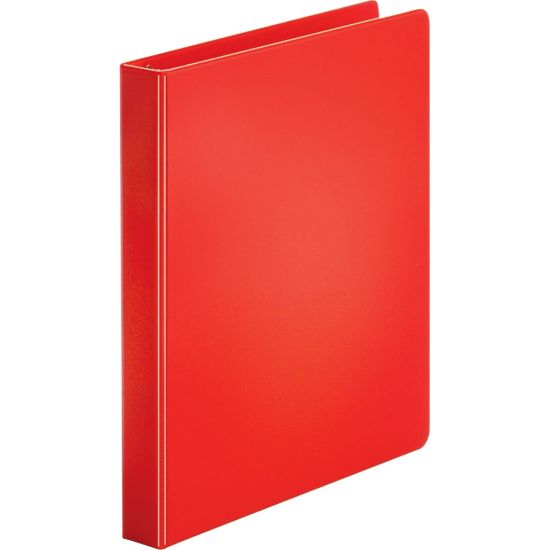 Picture of Business Source Basic 3-Ring Binder, 1in Round Rings, Red