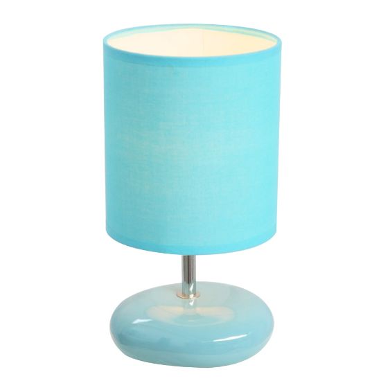 Picture of Simple Designs Stonies Small Stone Look Table Bedside Lamp, Blue