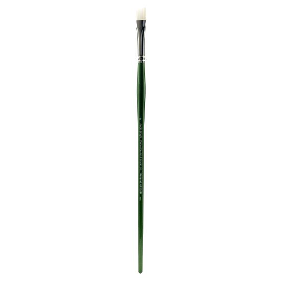 Picture of Princeton Synthetic Bristle Oil And Acrylic Paint Brush 6100, Size 6, Angled Bright Bristle, Synthetic, Green