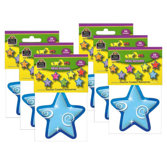 Picture of Teacher Created Resources Mini Accents, Stars, 36 Accents Per Pack, Set Of 6 Packs