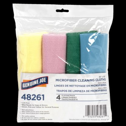 Picture of Genuine Joe Microfiber Cleaning Cloths, Box Of 4