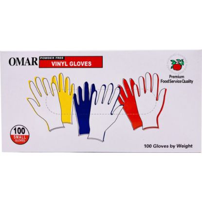 Picture of Omar Disposable Powder-Free Vinyl General-Purpose Gloves, Small, Clear, 100 Gloves Per Box