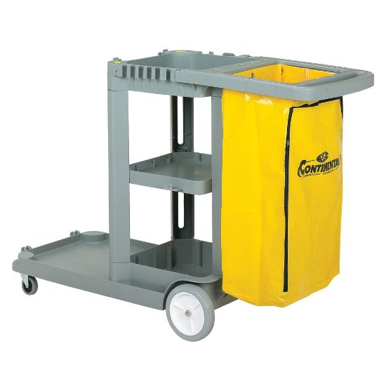 Picture of CMC Standard Janitorial Cleaning Cart, 38inH x 19 3/4inW x 56inD, Grey