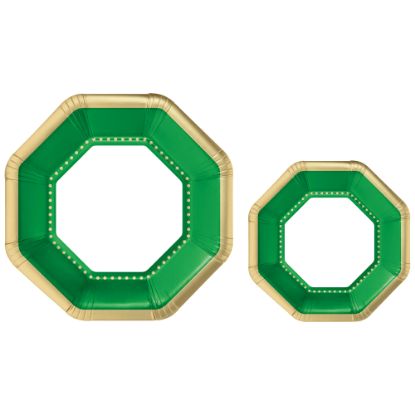 Picture of Amscan Octagonal Premium Plates, Festive Green, 20 Plates Per Pack, Case Of 2 Packs