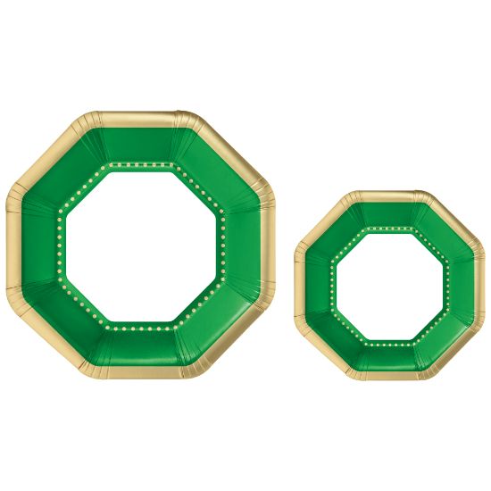 Picture of Amscan Octagonal Premium Plates, Festive Green, 20 Plates Per Pack, Case Of 2 Packs