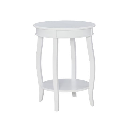 Picture of Powell Nora Round Side Table With Shelf, 24inH x 18inDia., White