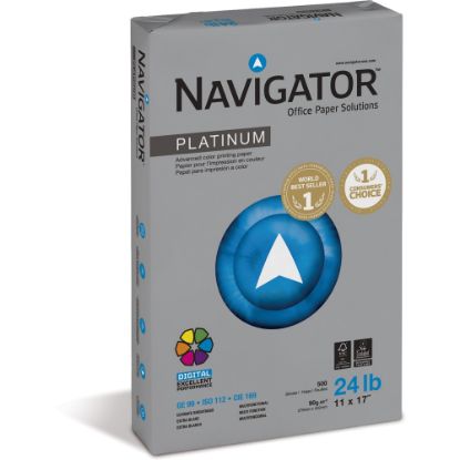 Picture of Navigator Platinum Digital Copier And Printer Paper, Ledger Size (11in x 17in), 2500 Sheets Total, 99  (U.S.) Brightness, 24 lb, Bright White, 500 Sheets Per Ream, Case Of 5 Reams