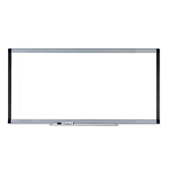 Picture of Lorell Signature Series Magnetic Unframed Dry-Erase Whiteboard, 96in x 48in, Ebony/Silver Metal Frame