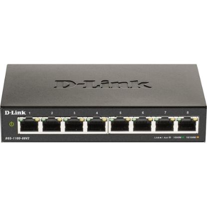 Picture of D-Link DGS-1100-08V2 Ethernet Switch - 8 Ports - Manageable - 2 Layer Supported - 4.94 W Power Consumption - Twisted Pair - Desktop - Lifetime Limited Warranty