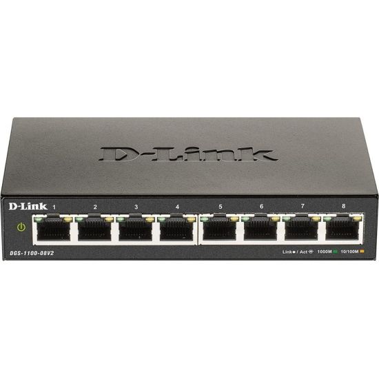 Picture of D-Link DGS-1100-08V2 Ethernet Switch - 8 Ports - Manageable - 2 Layer Supported - 4.94 W Power Consumption - Twisted Pair - Desktop - Lifetime Limited Warranty