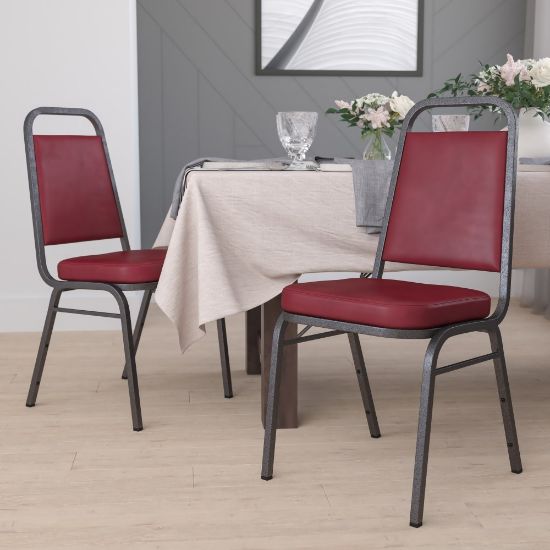 Picture of Flash Furniture HERCULES Series Trapezoidal Back Stacking Banquet Chairs, Gray/Silvervein, Pack Of 4 Chairs