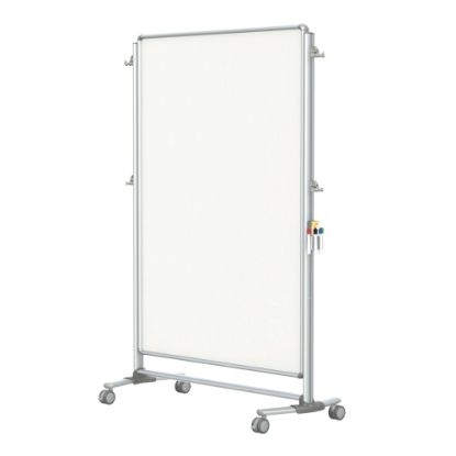 Picture of Ghent Nexus Jr. Partition Mobile Porcelain Magnetic Double-Sided Dry-Erase Whiteboard, 76 1/8in x 52 3/8in, Aluminum Frame With Satin Silver Finish