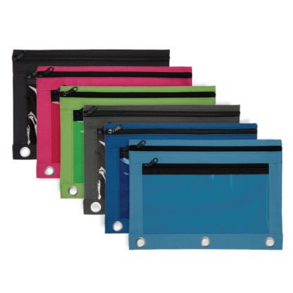 Picture of Office Depot Brand Pencil Pouch With Clear Window, 8in x 10-1/4in, Assorted Colors