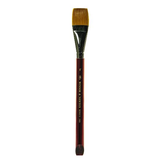 Picture of Winsor & Newton Series 295 Paint Brush, 1in, Flat Bristle, Nylon, Burdgundy