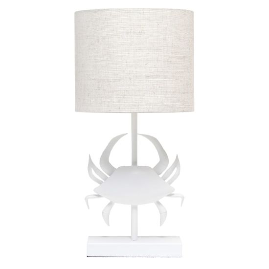 Picture of Simple Designs Shoreside Pinching Crab Table Lamp, 18-1/4inH, White/White