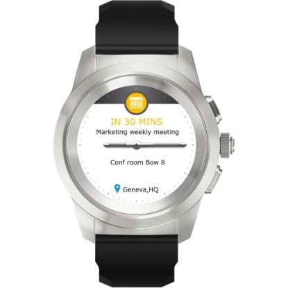 Picture of MyKronoz ZeTime Original Hybrid Smartwatch, Regular, Brushed Silver/Black Silicone Flat, KRZT1RO-BSL-BKSIL