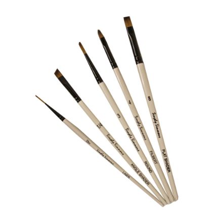 Picture of Robert Simmons Simply Simmons Value Paint Brush Set, Go To Set, Assorted Sizes, Assorted Bristles, Synthetic, White, Set Of 5