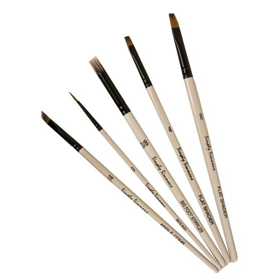 Picture of Robert Simmons Simply Simmons Value Paint Brush Set, Creative Instinct, Assorted Sizes, Assorted Bristles, White, Set Of 5