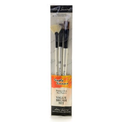 Picture of Robert Simmons Simply Simmons Value Paint Brush Set, Grass And Grain, Assorted Sizes, Assorted Bristles, White, Set Of 3