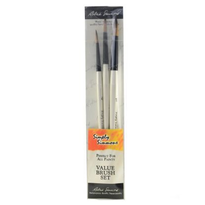 Picture of Robert Simmons Simply Simmons Value Paint Brush Set, Assorted Sizes, Round Bristle, Synthetic, White, Set Of 3