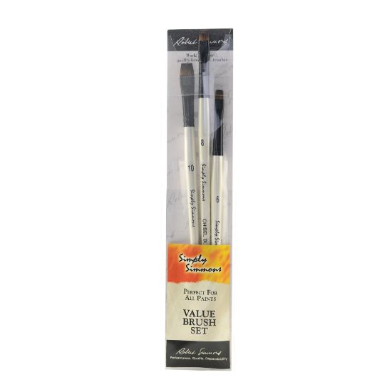 Picture of Robert Simmons Simply Simmons Value Paint Brush Set, Assorted Sizes, Blender Bristle, White, Set Of 3