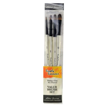 Picture of Robert Simmons Simply Simmons Value Paint Brush Set, Assorted Sizes, Filbert Bristle, Synthetic, White, Set Of 4