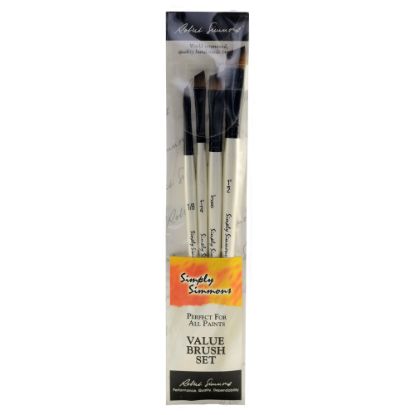 Picture of Robert Simmons Simply Simmons Value Paint Brush Set, Assorted Sizes, Angle Bristle, Synthetic, White, Set Of 4