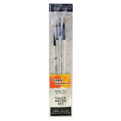 Picture of Robert Simmons Simply Simmons Value Paint Brush Set, Dot The Eyes, Assorted Sizes, Assorted Bristles, Synthetic, White, Set Of 4