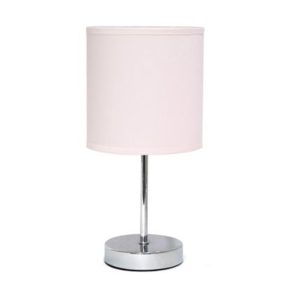 Picture of Simple Designs Mini Basic Table Lamp with Fabric Shade, 11inH, Blush Pink/Chrome